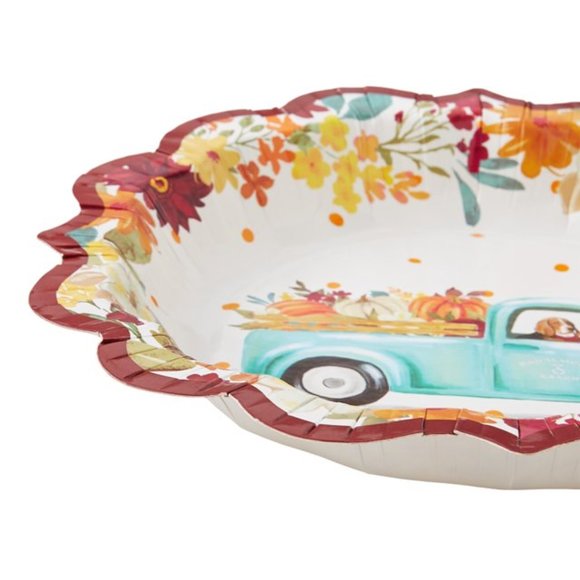 Pioneer Woman Vintage Truck Floral Fall Thanksgiving Paper Plate Napkins 8 - Picture 6 of 8